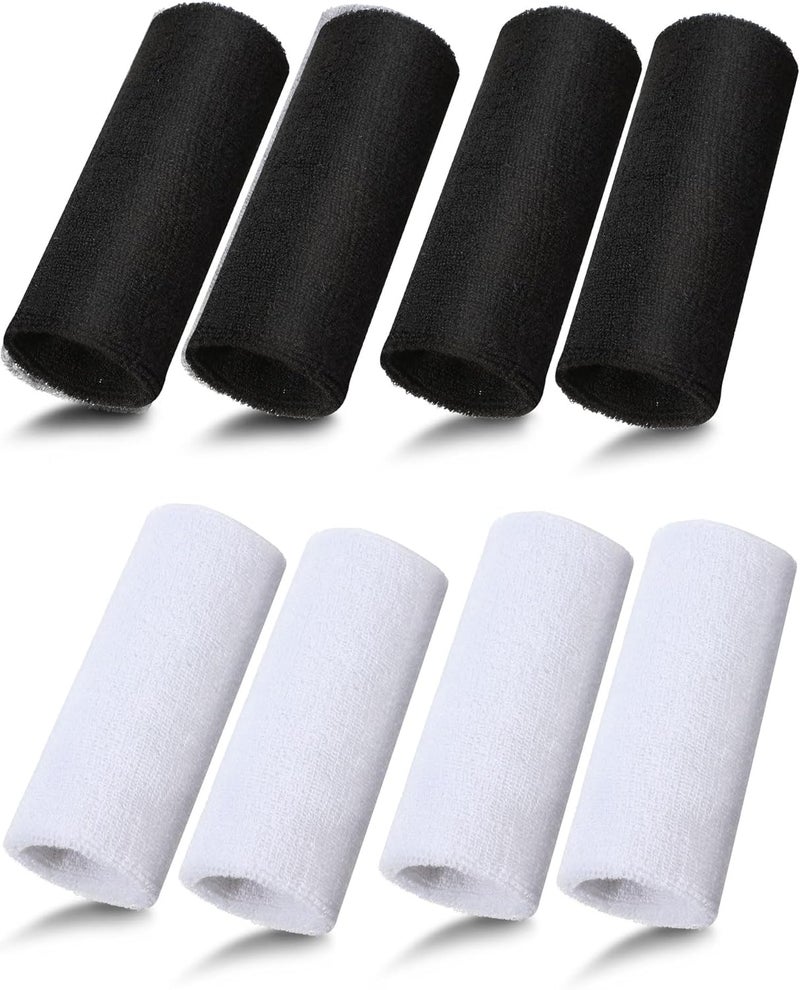 Sumind 8 Pieces 6 Inch Wrist Sweatband Sports Wristbands Tennis Elastic Athletic Wristband for Men and Women Wide Wrist Protection Band Long Size for Basketball Running - Image 1