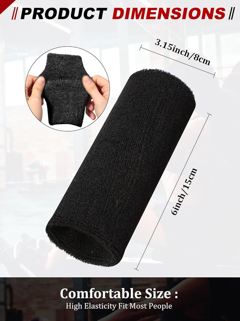 Sumind 8 Pieces 6 Inch Wrist Sweatband Sports Wristbands Tennis Elastic Athletic Wristband for Men and Women Wide Wrist Protection Band Long Size for Basketball Running - Image 3