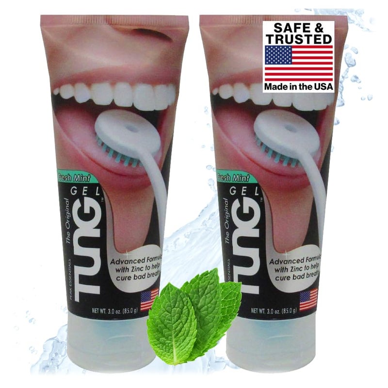 Peak Essentials The Original TUNG Brush Tung Tongue Gel, Fresh Mint Tongue Cleaner Paste, Bad Breath Odor Eliminator, Halitosis Defense, BPA Free, USA Made (2-Pack) - Image 1