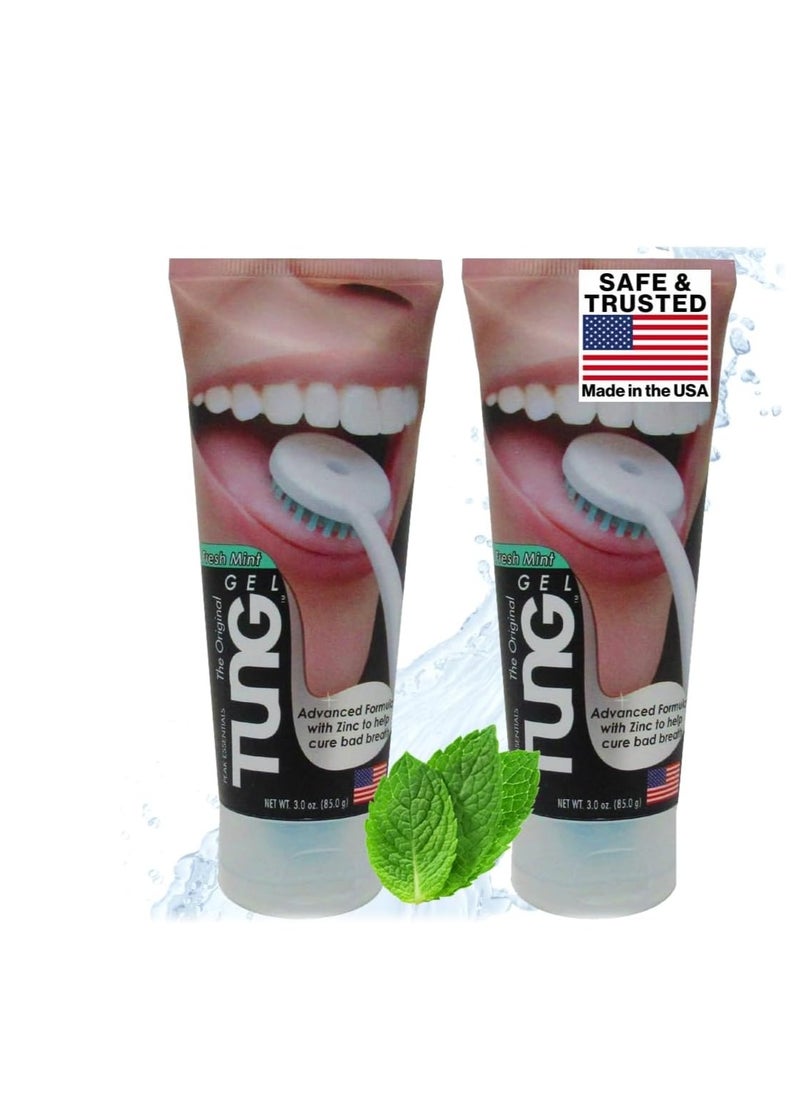 Tung Tung Tongue Gel | Fresh Mint Tongue Cleaning Paste | Bad Breath and Halitosis | Mouth Odor Eliminator | Use with Tongue Brushes & Scrapers | Made in America (2 Pack)  - Image 1