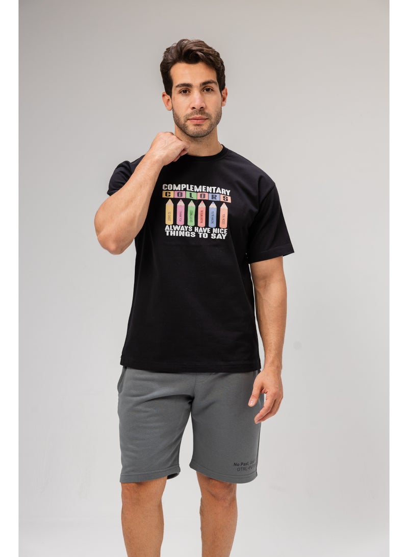 Future Men Basic Half Sleeves T-Shirt Casual Style With Simple Design For Men Black Size XL - Image 5