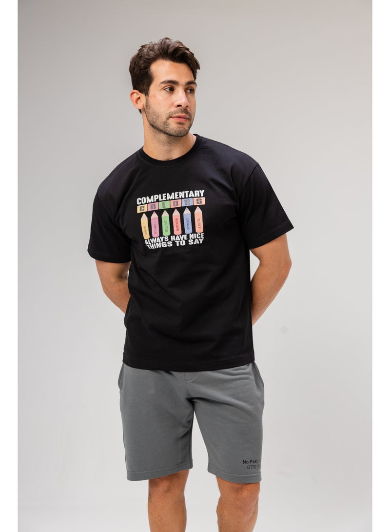 Future Men Basic Half Sleeves T-Shirt Casual Style With Simple Design For Men Black Size XL - Image 4