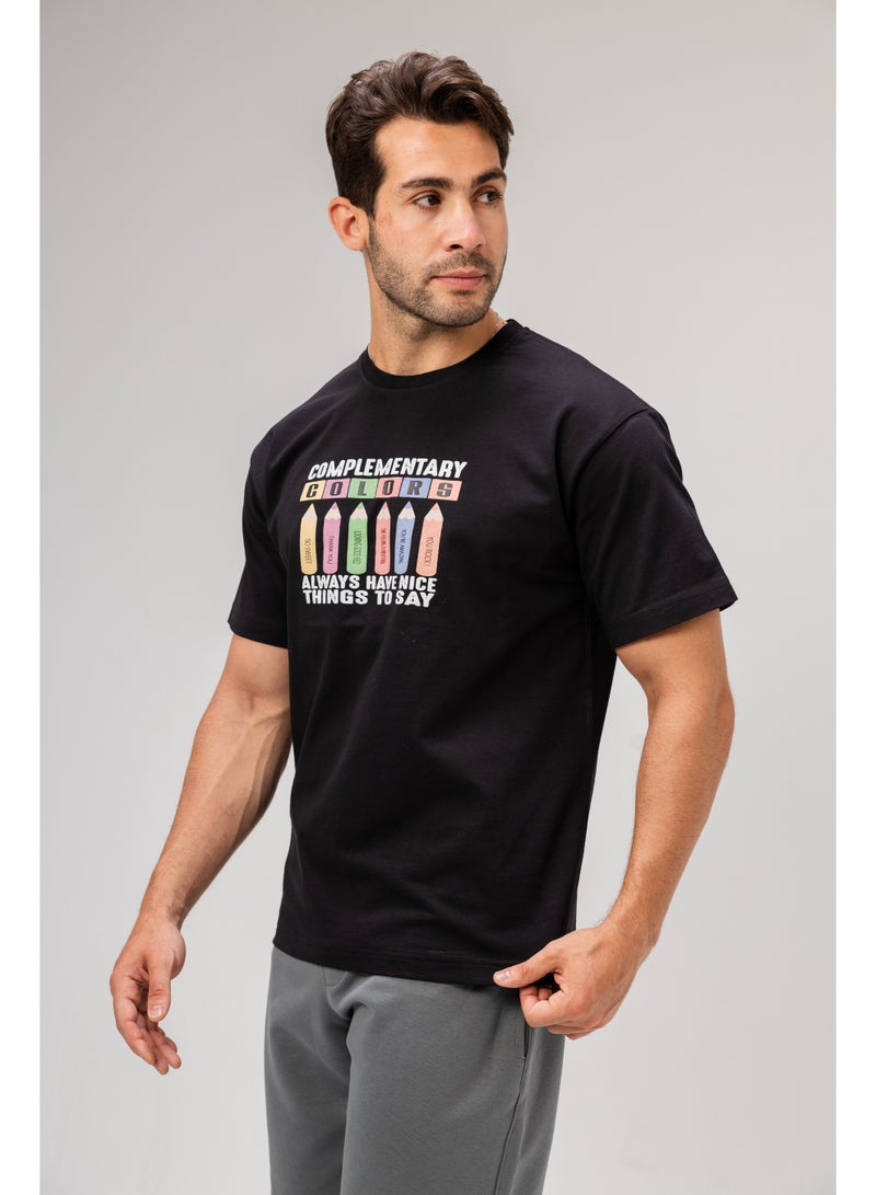 Future Men Basic Half Sleeves T-Shirt Casual Style With Simple Design For Men Black Size XL - Image 2