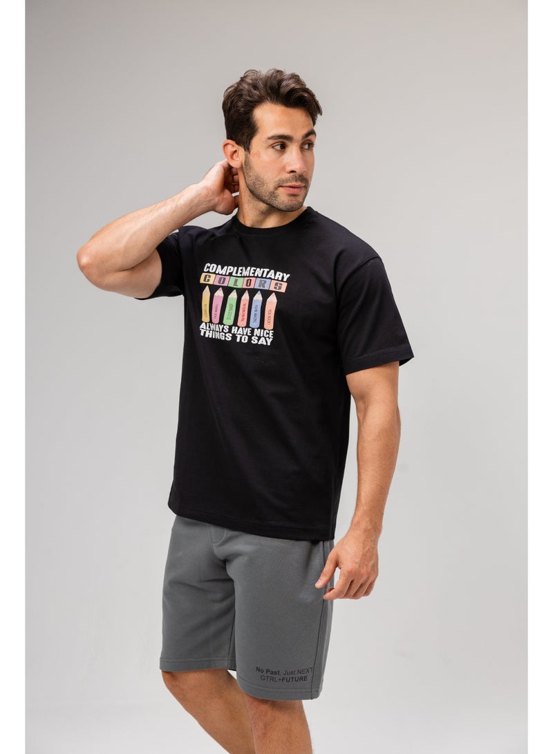 Future Men Basic Half Sleeves T-Shirt Casual Style With Simple Design For Men Black Size XL - Image 3