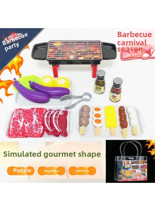 Children Play House Barbecue Toys Simulation Food Puzzle Baby DIY Kitchen Boys And Girls Cooking Suit-Color:Barbecue 21-piece Set (handbag) - Image 1
