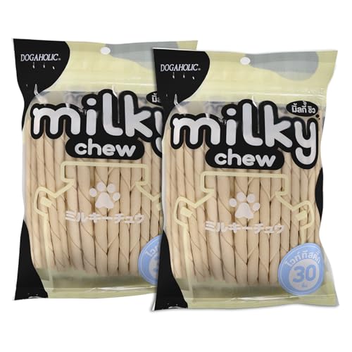 Dogaholic Milky Chew Stick Style Dog Treats Pack of 2, Soft Milk Flavoured Dog Chew Sticks for Training & Rewards, Healthy Dog Snacks for Puppies & Adult Dogs, Dental Chews for Strong Teeth & Bones - Image 1