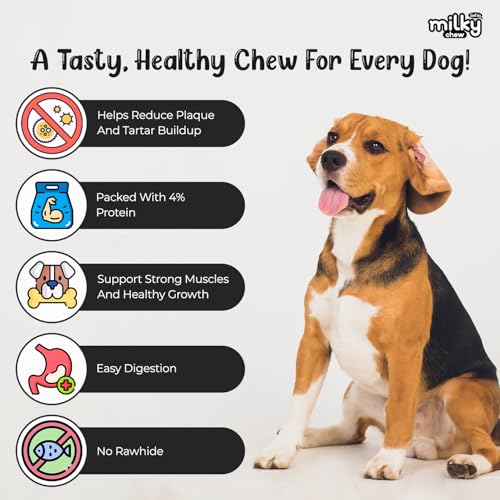 Dogaholic Milky Chew Stick Style Dog Treats Pack of 2, Soft Milk Flavoured Dog Chew Sticks for Training & Rewards, Healthy Dog Snacks for Puppies & Adult Dogs, Dental Chews for Strong Teeth & Bones - Image 5