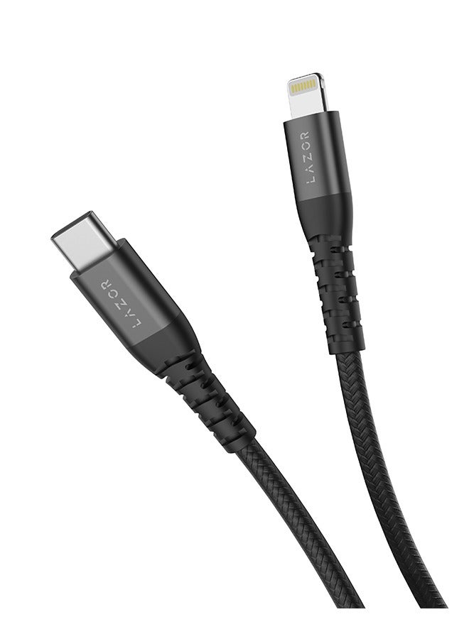 Lazor Flow L  Fast Charging Cable with PD20W Type-C Lightning for Iphone CL90 Black- 3m - Image 2