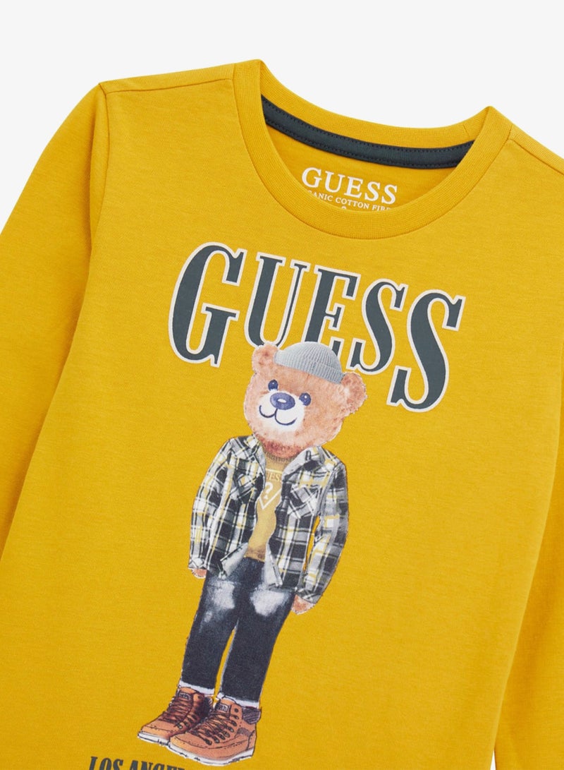 جس تيشيرت للأطفال بياقة دائرية وشعار مطبوع - Image 3