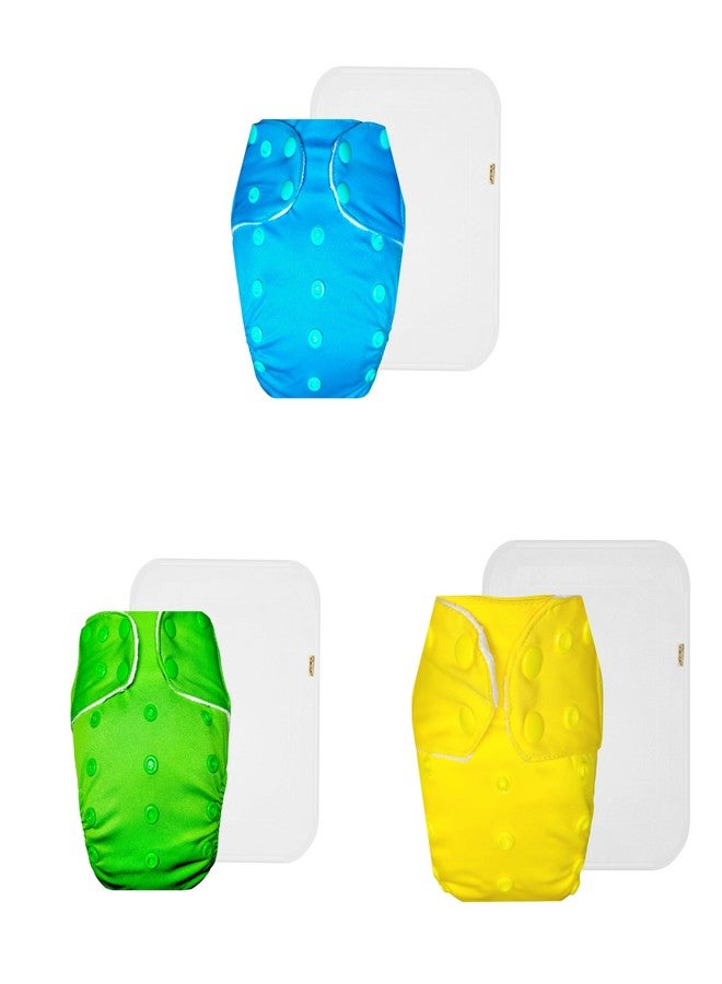 Dumbledo Premium Cloth Diaper with Cotton Insert (Pack of 3) | Soft & Gentle | Reusable & Washable | Adjustable Snaps | Trusted by Moms | 3 Months - 3 Years | Unisex Baby