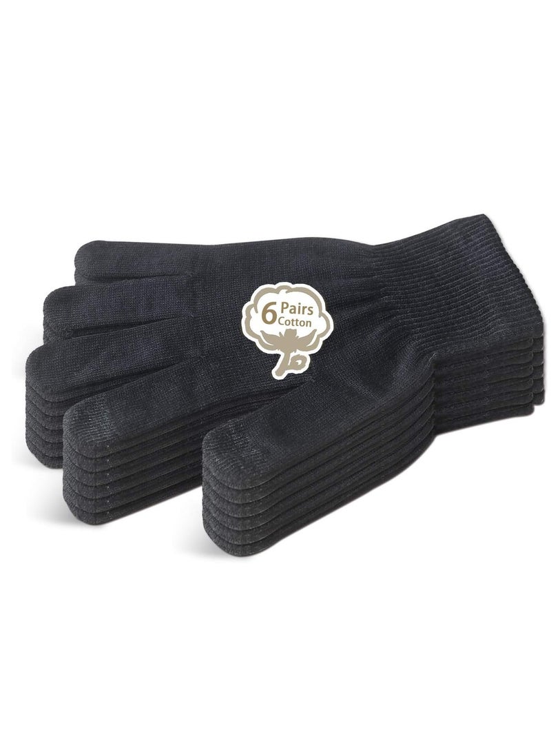 Evridwear Evridwear Men Moisturizing Cotton Gloves with Touchscreen Fingertips for Eczema Beauty Cosmetic Dry Hands Sensitive Irritated Skin Therapy Overnight Bedtime, 6 Pairs, Lightweight-Black, L/XL  - Image 1
