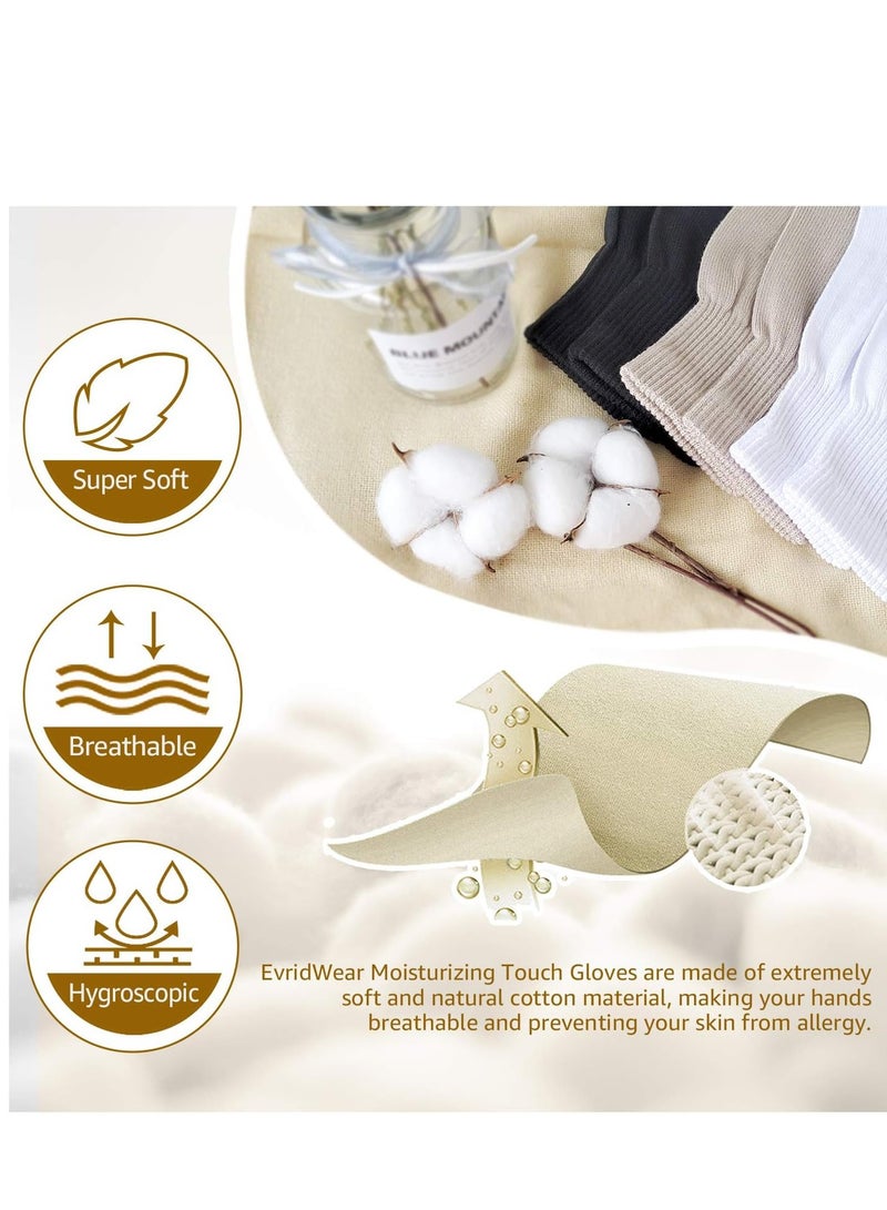 Evridwear Evridwear Men Moisturizing Cotton Gloves with Touchscreen Fingertips for Eczema Beauty Cosmetic Dry Hands Sensitive Irritated Skin Therapy Overnight Bedtime, 6 Pairs, Lightweight-Black, L/XL  - Image 5