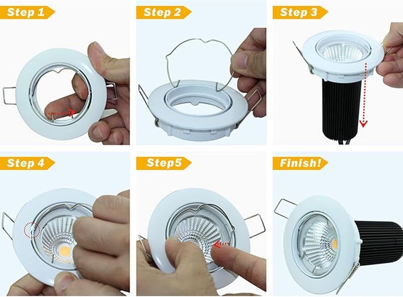 مشابك زنبركية من الصلب المنغنيزي MR16 للإضاءة المنخفضة لتثبيت كشافات GU10 مقاس 50 مم سهلة التركيب - Image 5