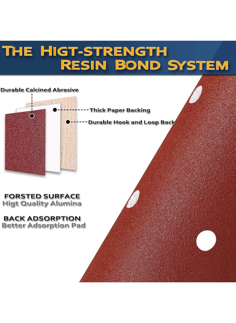 Hiras - 100-Piece 8 Holes 125mm Sanding Discs Sandpaper (Hook and Loop 20x80/120/180/240/320 Mixed Grit)5 Inch  Sandpaper Set for Sanding Grinders, Polishing Tools, Orbital Sanders - Image 1