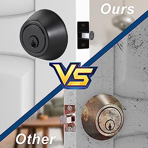 Rulart Double keyed Deadbolt Lock - Keyed on Both Sides, 2-Way Adjustable Cylinder Deadbolt (Privacy/Passage), Satin Stainless Steel(Black, Double Side) - Image 5