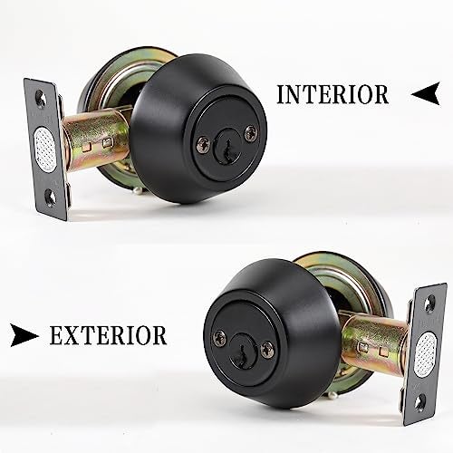Rulart Double keyed Deadbolt Lock - Keyed on Both Sides, 2-Way Adjustable Cylinder Deadbolt (Privacy/Passage), Satin Stainless Steel(Black, Double Side) - Image 3