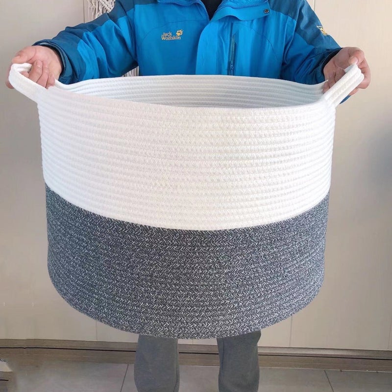 Cotton Rope Dirty Clothes Basket Nordic Woven Storage Basket Bedroom Large Toy Storage Basket Knitted Dirty Clothes Basket - Image 1