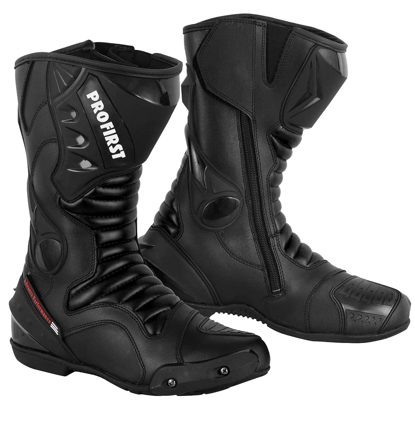 PROFIRST Motorbike Leather Boots Motorcycle Waterproof Motorbike Shoes Armored Boot Protection Anti Slip Racing Sports (Black, US Footwear Size System, Adult, Men, Numeric, Medium, 11)
