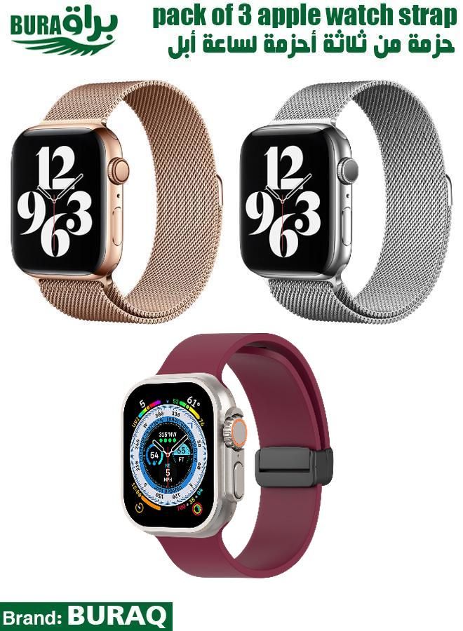 BURAQ Apple Watch Band Strap For Apple Watch Ultra 2/Ultra 49mm, Series 10 46mm, 9/8/7 45mm, SE2/SE/6/5/4 44mm, 3/2/1 42mm