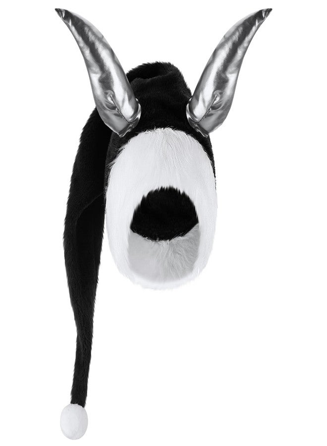 Shyyween Demon Black Color Horns Christmas Hat Funny Gothic Demon Hat Spooky Long Cap Goth Xmas Adults Santa Cosplay Accessories for Festive Yule Holiday Party Cosplay Season Gift - Image 1