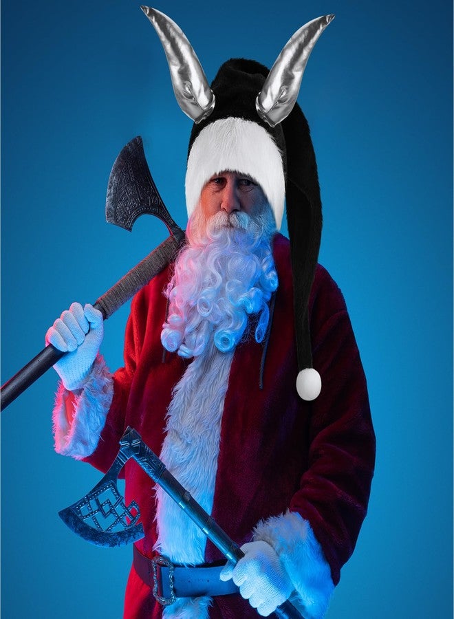 Shyyween Demon Black Color Horns Christmas Hat Funny Gothic Demon Hat Spooky Long Cap Goth Xmas Adults Santa Cosplay Accessories for Festive Yule Holiday Party Cosplay Season Gift - Image 4