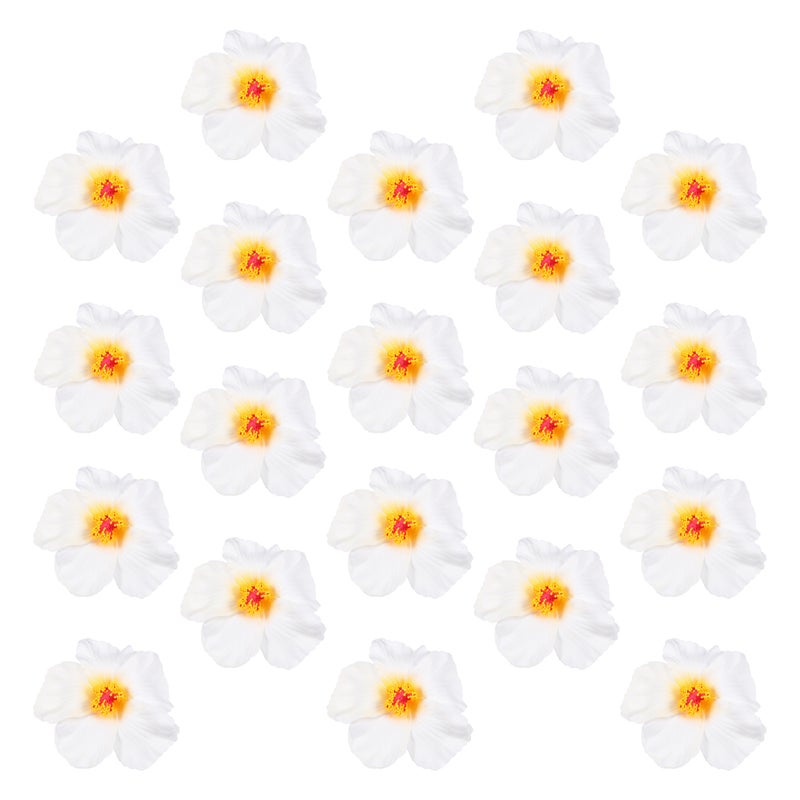 🌱 زهور استوائية صناعية من الكركديه للزينة للحفلات الشاطئية أبيض 10 1 سم - Image 1