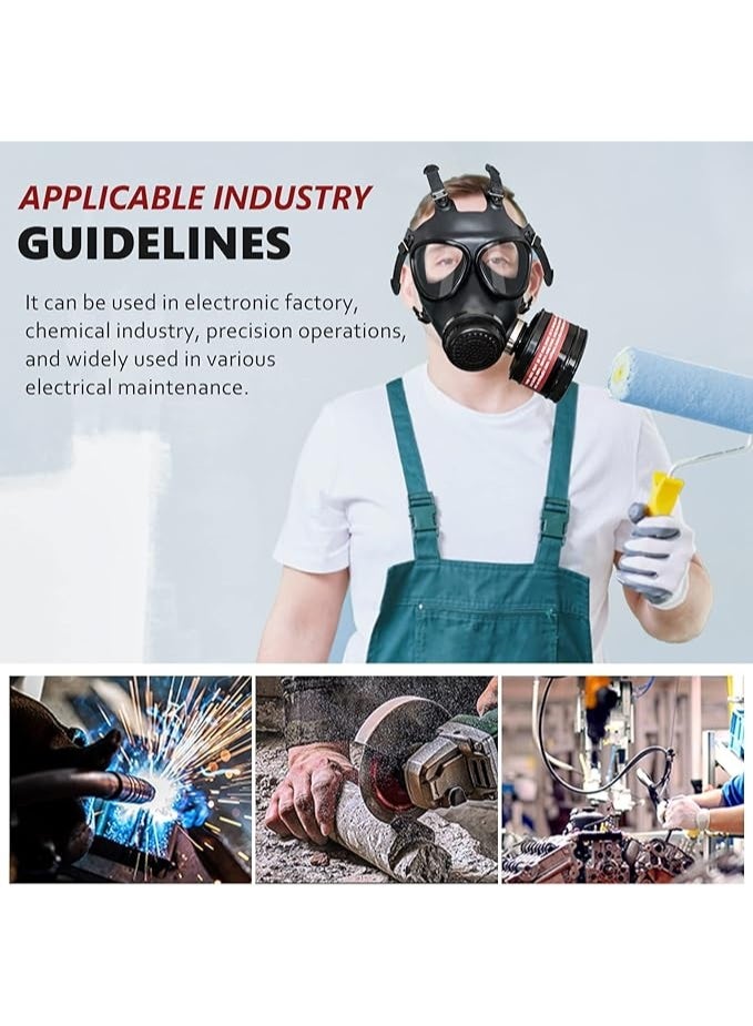 LMINHAN Full-face respirator, reusable chemical respirator, equipped with 8 filters and goggles, suitable for paint spraying and gas protection. - Image 3