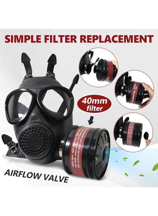 LMINHAN Full-face respirator, reusable chemical respirator, equipped with 8 filters and goggles, suitable for paint spraying and gas protection. - Image 4