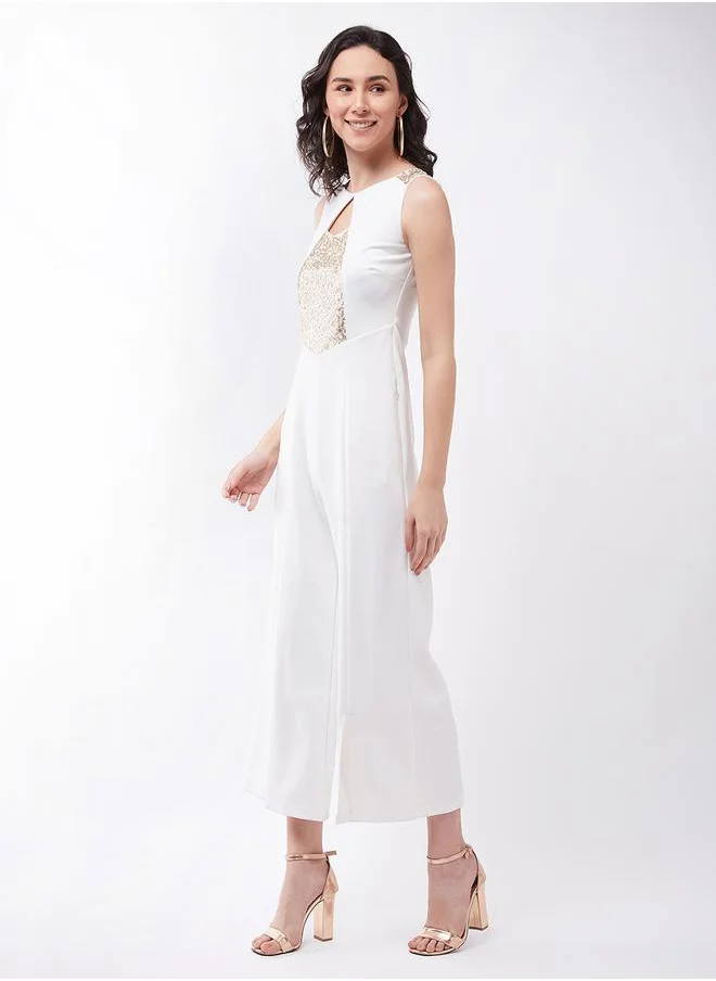 Miss Chase A Beautiful Morning Sequined Jumpsuit Off-White by Styli
