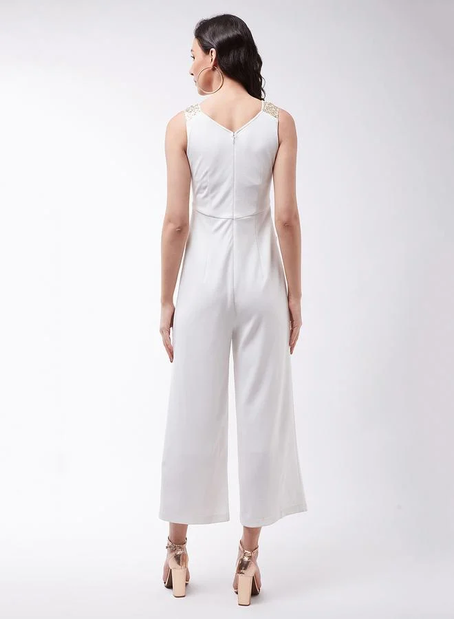 Miss Chase A Beautiful Morning Sequined Jumpsuit Off-White by Styli