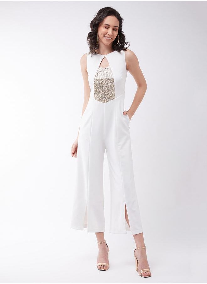 Miss Chase - A Beautiful Morning Sequined Jumpsuit Off-White by Styli - Image 1