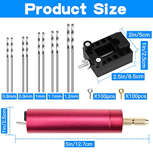 YOLUFER Electric Mini Drill with 10 Pcs Twist Drills Bits (0.81.2mm) and 200 Pieces Eye Screw for Resin, Plastic,Wood Polymer, DIY Jewelry, Key Chain Making, ZYdrill set - Image 2