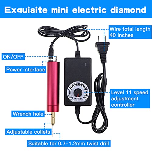 YOLUFER Electric Mini Drill with 10 Pcs Twist Drills Bits (0.81.2mm) and 200 Pieces Eye Screw for Resin, Plastic,Wood Polymer, DIY Jewelry, Key Chain Making, ZYdrill set - Image 3