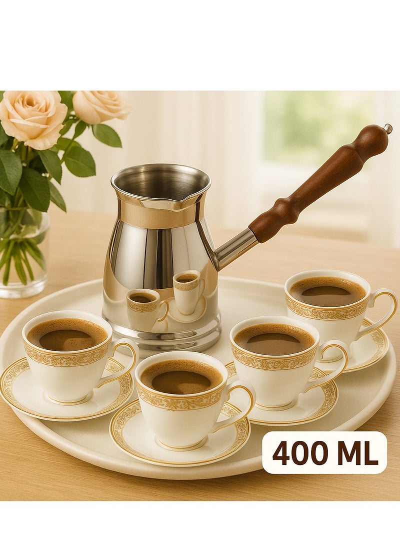 Alsaif ✨ Elegant Stainless Steel Coffee Pot with Wooden Handle - Image 4