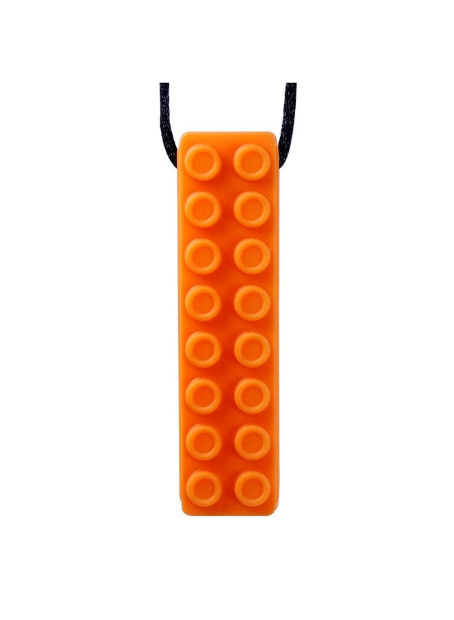 GNAWRISHING GNAWRISHING Sensory Chew Necklace 1-Pieces-Brick Chew Necklaces for Kids with Autism, ADHD, SPD, Chewing, Oral Motor (Orange) - Image 1
