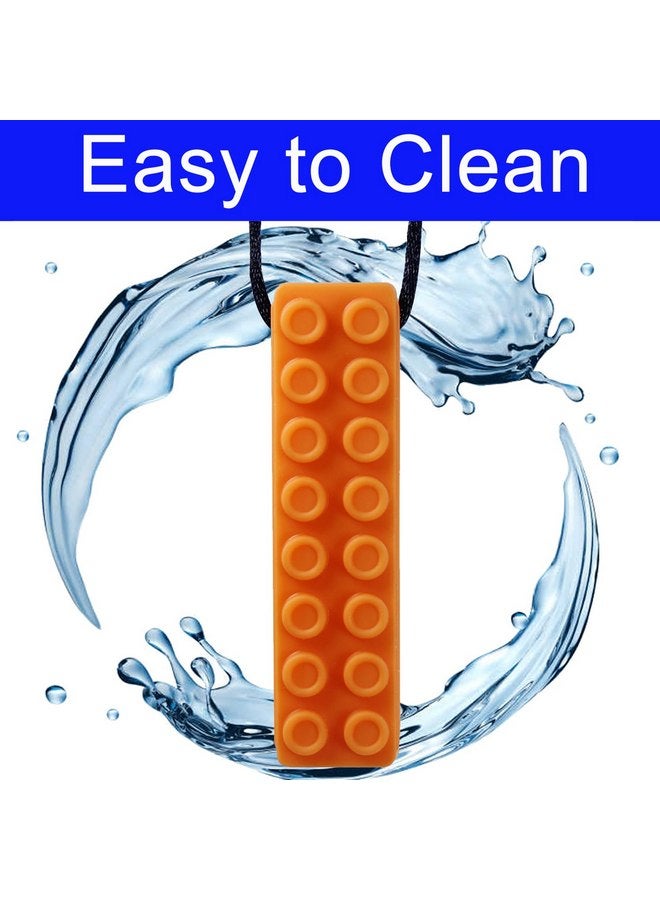 GNAWRISHING GNAWRISHING Sensory Chew Necklace 1-Pieces-Brick Chew Necklaces for Kids with Autism, ADHD, SPD, Chewing, Oral Motor (Orange) - Image 3