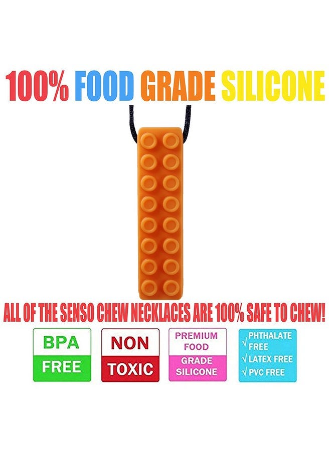 GNAWRISHING GNAWRISHING Sensory Chew Necklace 1-Pieces-Brick Chew Necklaces for Kids with Autism, ADHD, SPD, Chewing, Oral Motor (Orange) - Image 5
