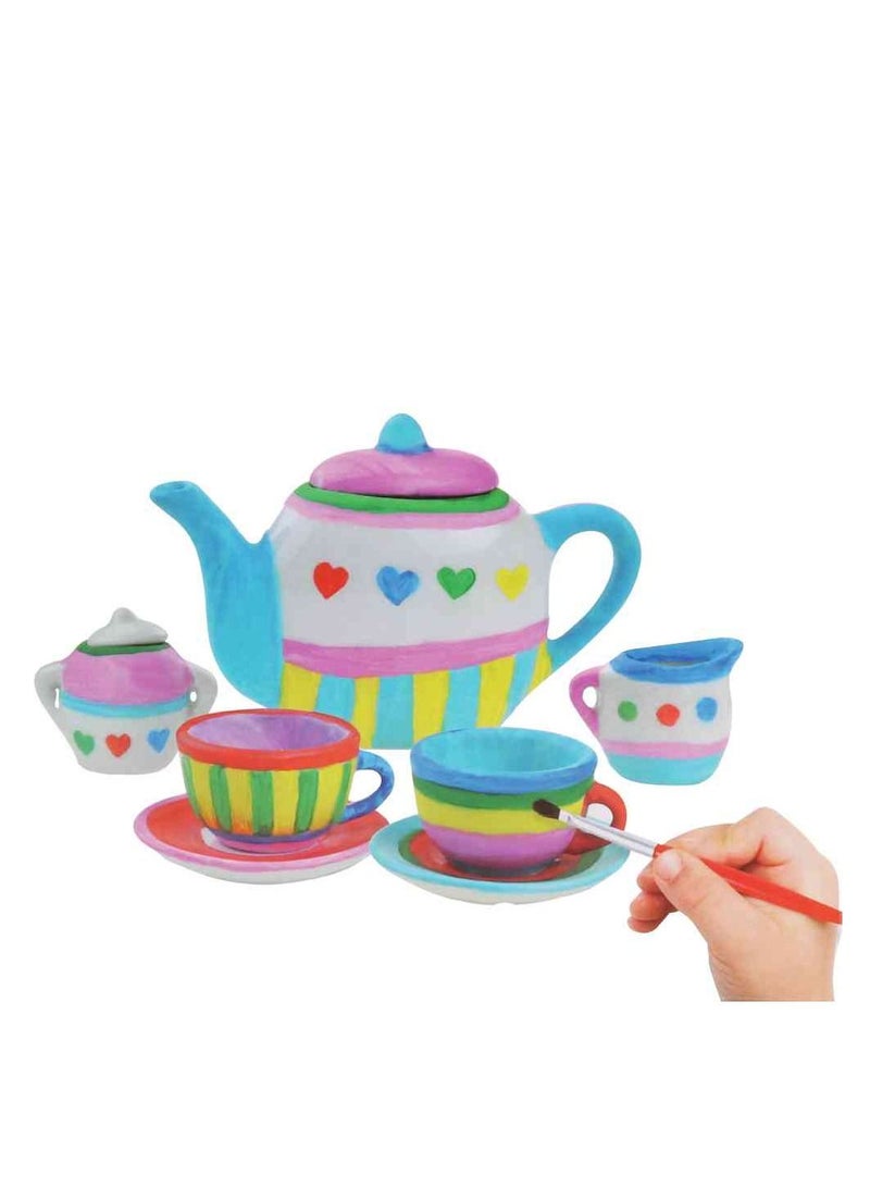 UKR DIY Ceramic Tea Set for Kids – Paint & Color Kitchen Toy Art Set - Image 1