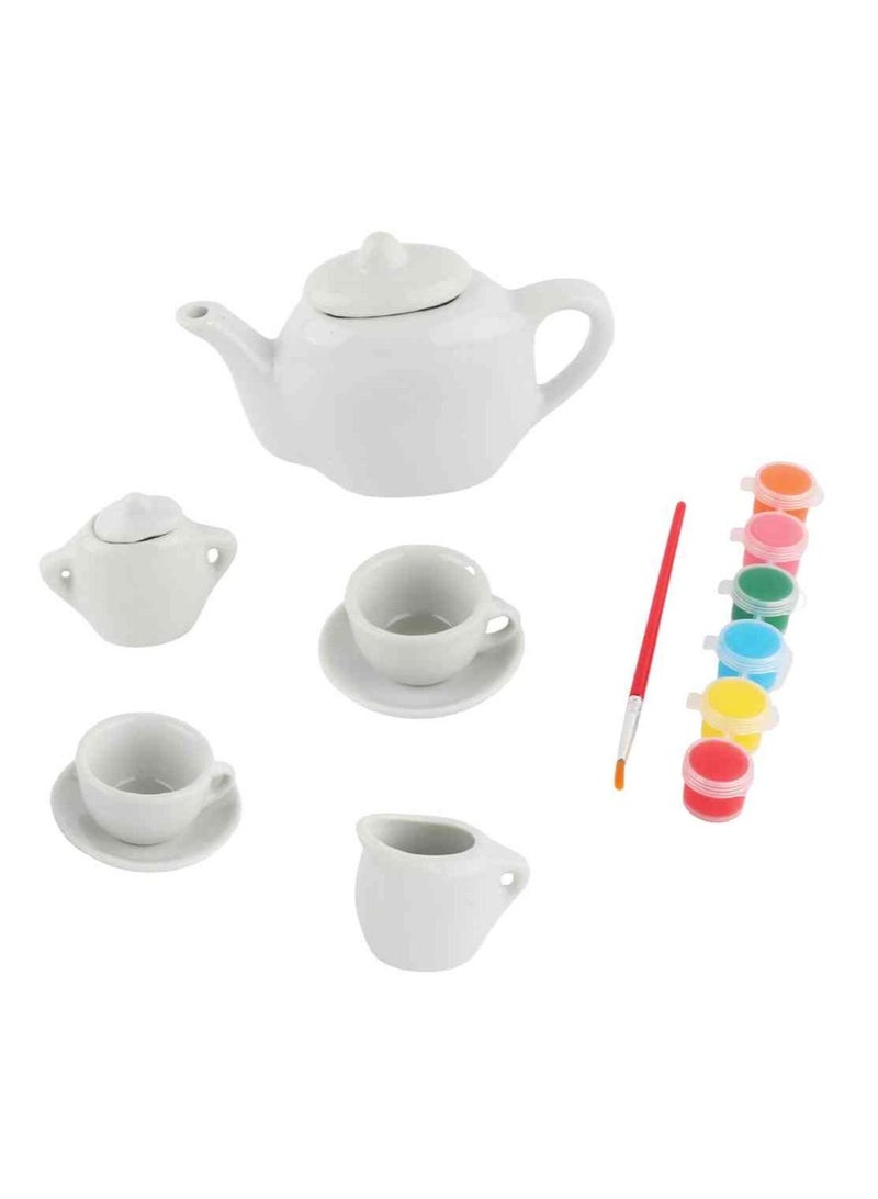 UKR DIY Ceramic Tea Set for Kids – Paint & Color Kitchen Toy Art Set - Image 2