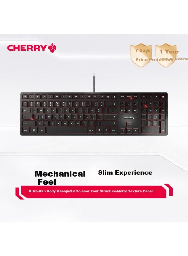 Cherry Kc6000 Wired Keyboard, Computer Membrane Keyboard For Office Business Home Use, Ultra-thin Sx Scissor Foot, Quiet Full Size, Black - Image 1