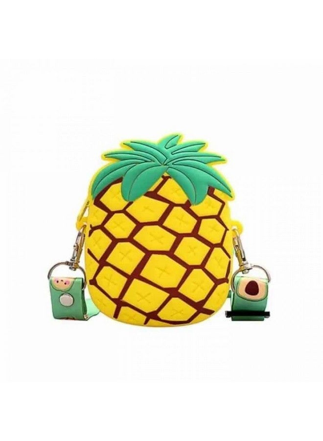 EITHEO Girls Mini Cute Pineapple Silicon sling Bag Crossbody Kids Girl's Shoulder Messenger Side Small Bag for casual party messenger bag for women Coin wallet purse party zipper pocket Travel Bag - Image 2