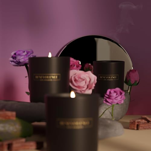 Benevolence LA Rose & Sandalwood Scented Candle | Soy Candles, Black Candle for Home | Gifts for Women and Men | Home Fragrance | Aromatherapy | 8oz, 45 Hour Burn - Image 4