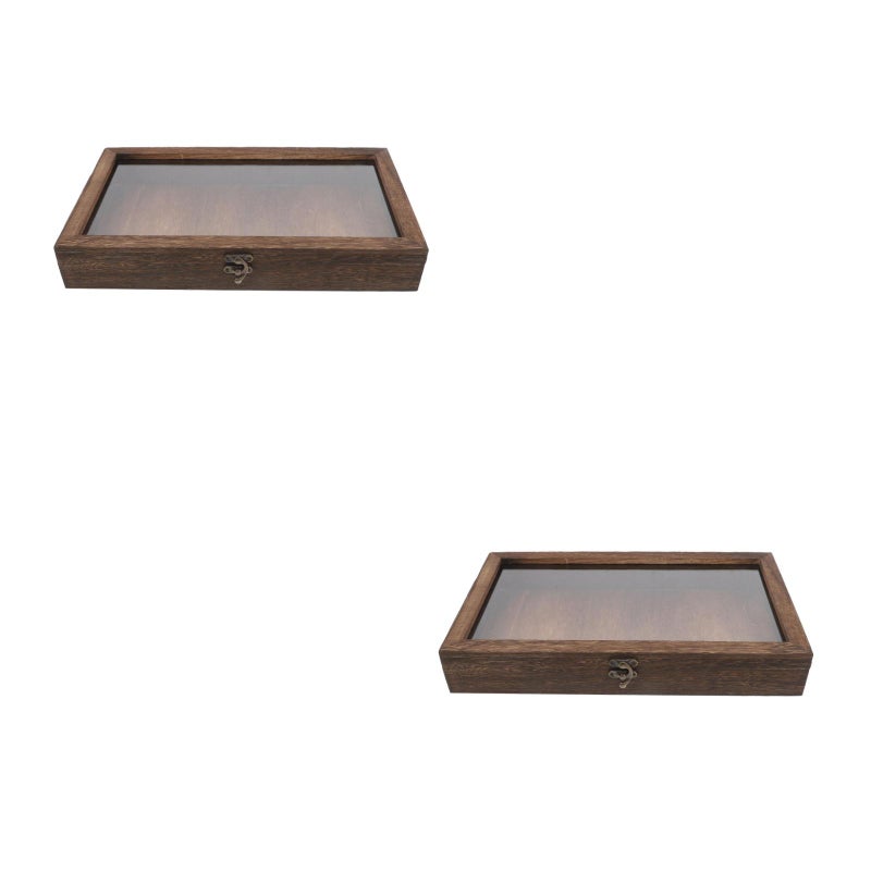 2pcs Box Box With Specimen Display Case Frame Insect Showcase Jewelry Storage Tray Pine Wood Keepsake Box Home Decor - Image 1