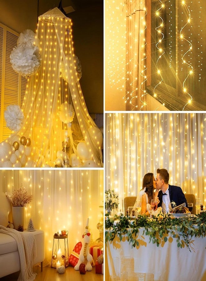 FLYNGO Fairy Curtain String Lights for Decoration, Warm White USB Powered 300 LED Lights with 8 Flashing Modes, Lights for Diwali, Christmas, Wedding, Party, Home (Fairy Curtain Warm White) - Image 5