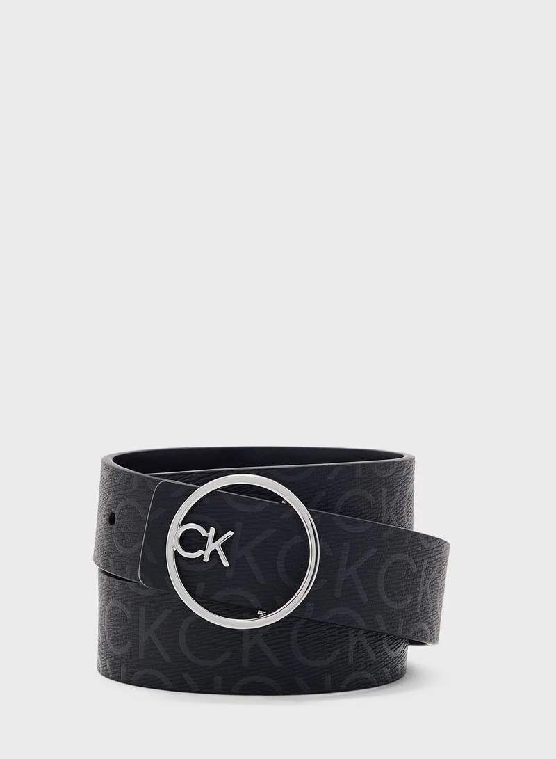 CALVIN KLEIN Logo Detailed None Allocated Hole Buckle  Belt