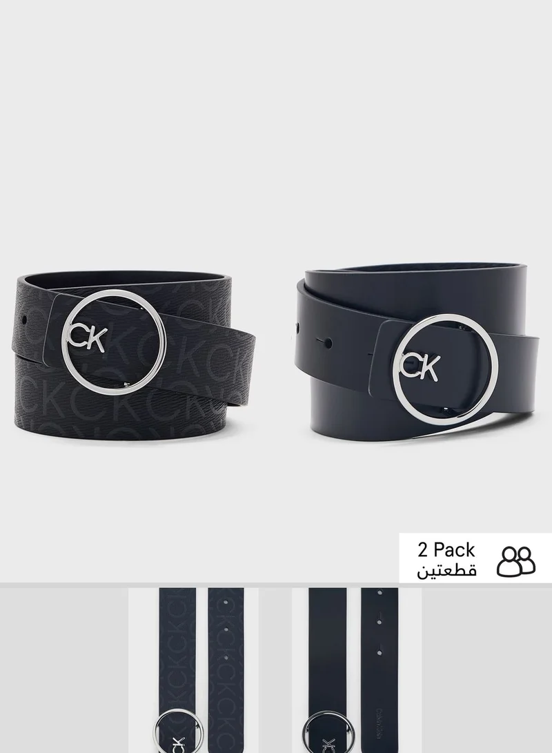 CALVIN KLEIN Logo Detailed None Allocated Hole Buckle  Belt