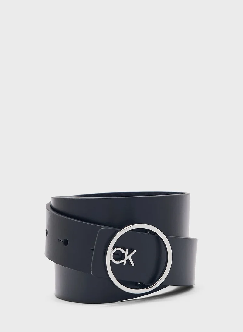 CALVIN KLEIN Logo Detailed None Allocated Hole Buckle  Belt