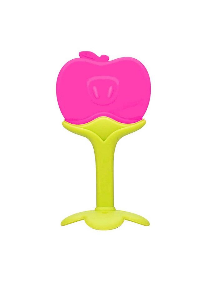 Tinny Tots Baby Fruit Shaped Soft Silicone Teether Toys For Baby Textured Molar Teeth Gum Massage Bpa Free With Baby Vegetable Fruit Nibbler Pacifier Musical Rattle Soother Combo(Apple) - Image 3
