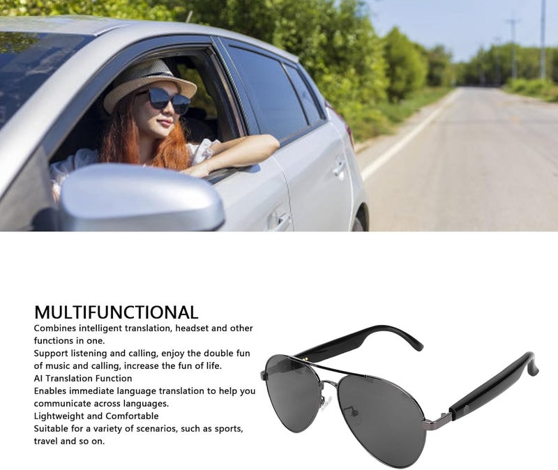 نظارات ذكية, ترجمات مدعومة نظارات بي تي للرجال والنساء, سماعة موسيقى متعددة الوظائف بي تي آي ترجمة نظارات شمسية للسفر التمرين, نظارات شمسية ذكية - Image 2