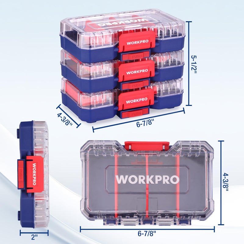 WORKPRO Small Parts Organizer 3 Pieces, Portable Stackable Hardware Storage Case with Removable Dividers, Clear Lid Tool Box Organizer for Screws, Bolts, Nails, Craft Supplies and Small Accessories - Image 2
